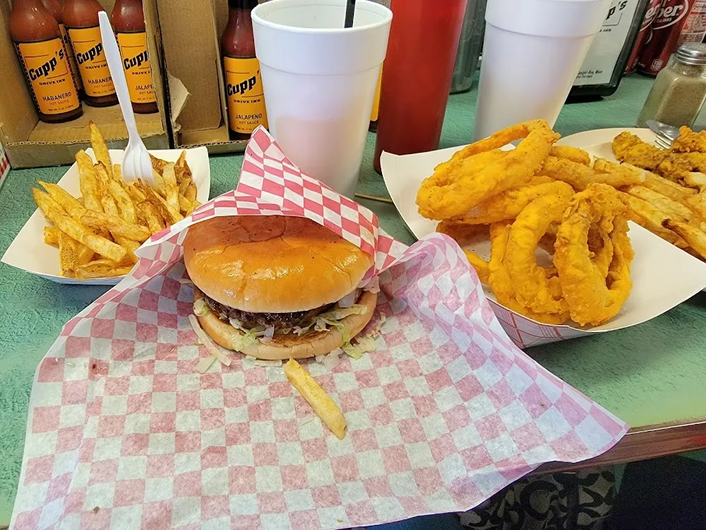 Double Double Cheeseburger and Onion Rings